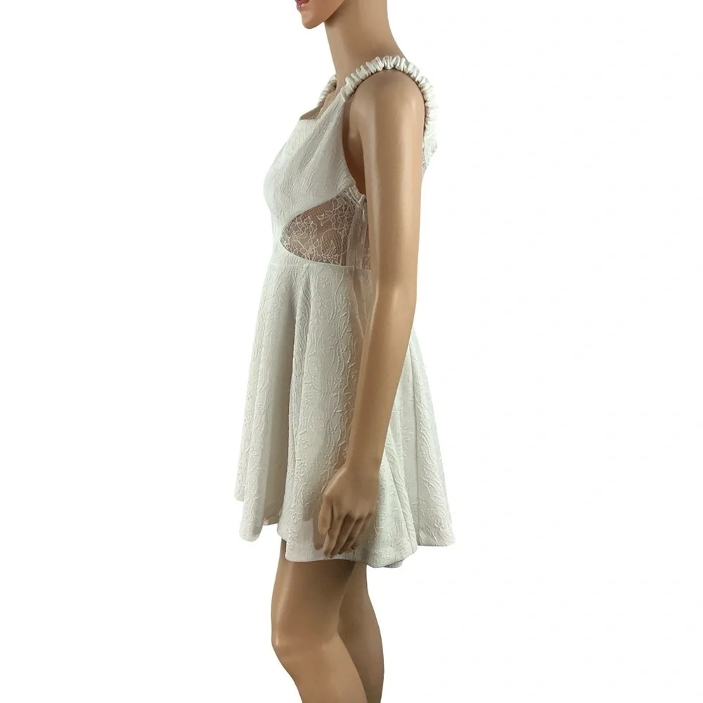 Free People Brooklyn Mini Dress Optic White Lace Cutout Fit And Flare S